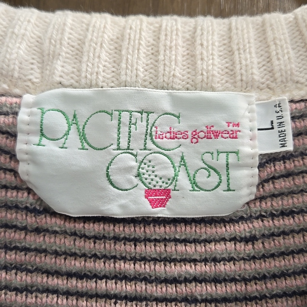 Vintage Pacific Coast Novelty Golf Pull-Over V-neck Sweater Vest-Size Large - Picture 4 of 17